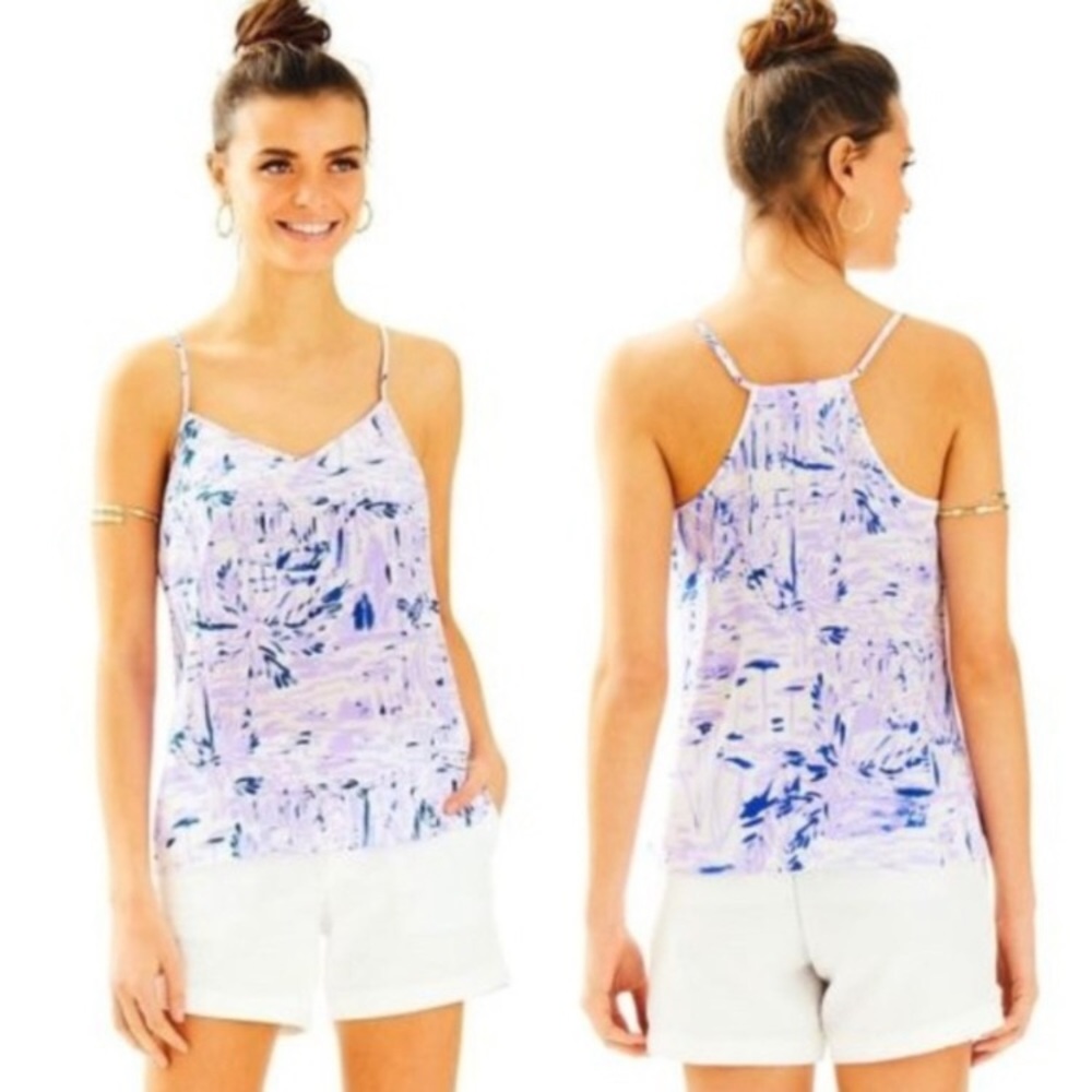Lilly Pulitzer Lilac Verbena Silk Dusk Top Rock The Dock